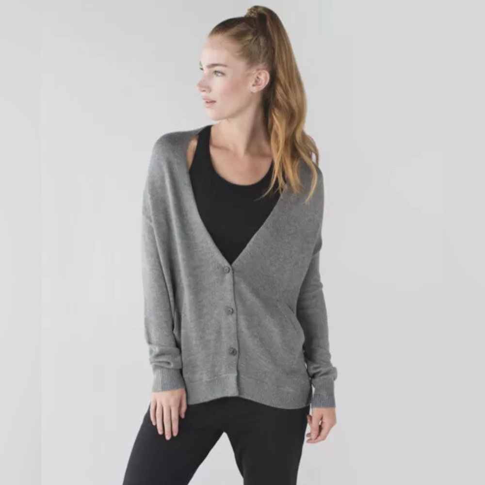 Lululemon Cardi in the Front Cashmere Blend Grey